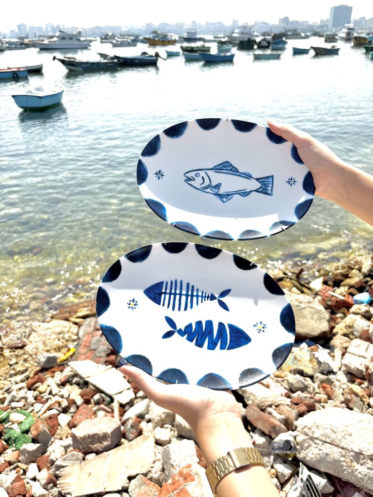 Over & under the sea- plates set – summer beach wall art, photo 6 | طقم أطباق فوق البحر وتحته