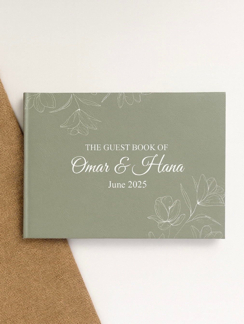 Floral Customized Wedding Guest Book – by Cairo Heaven | دفتر توقيعات زفاف مخصص بنقوش الورد