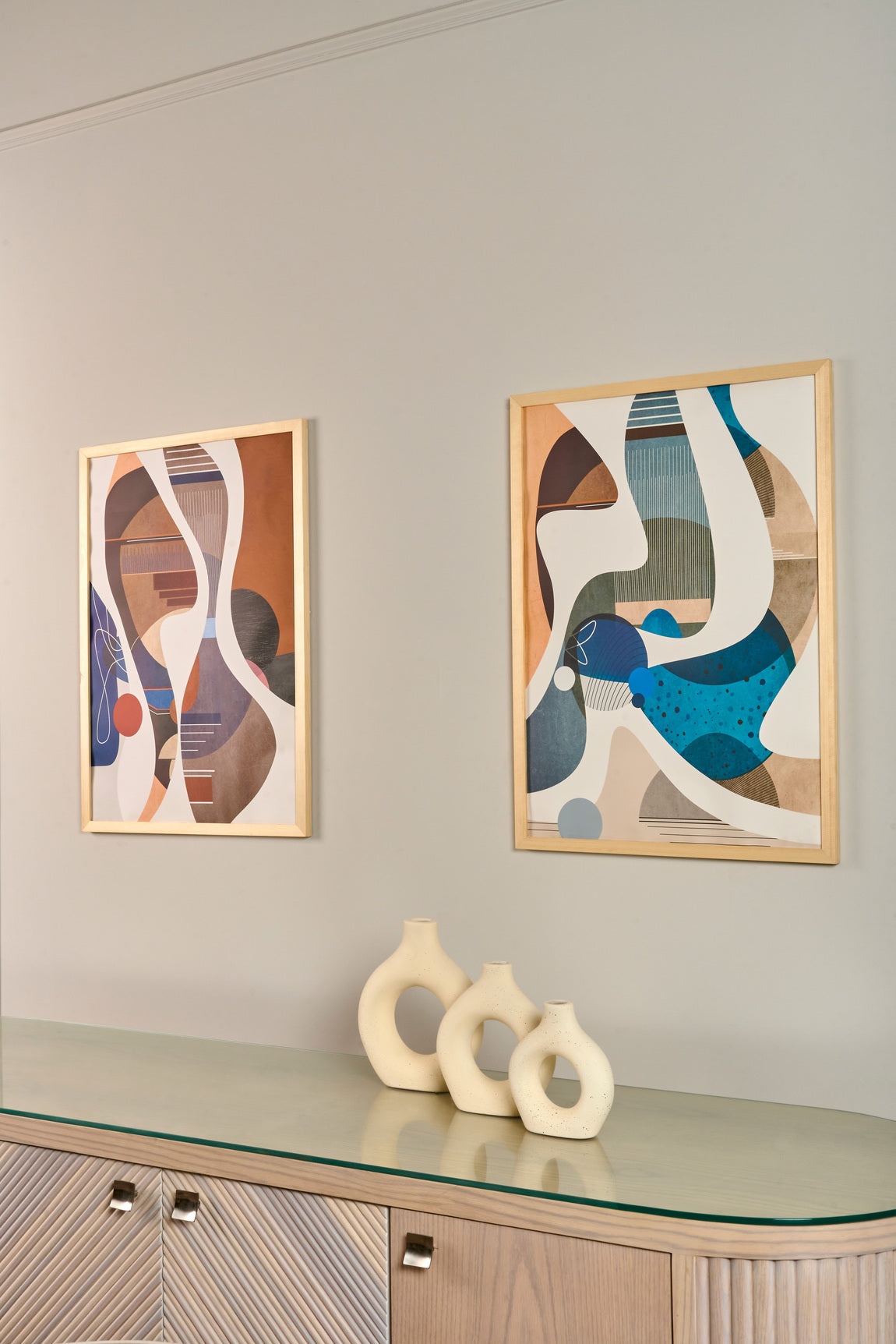 Blue x Orange - Abstract Set – abstract boho wall art, photo 3 | طقم أزرق x برتقالي - تجريدي