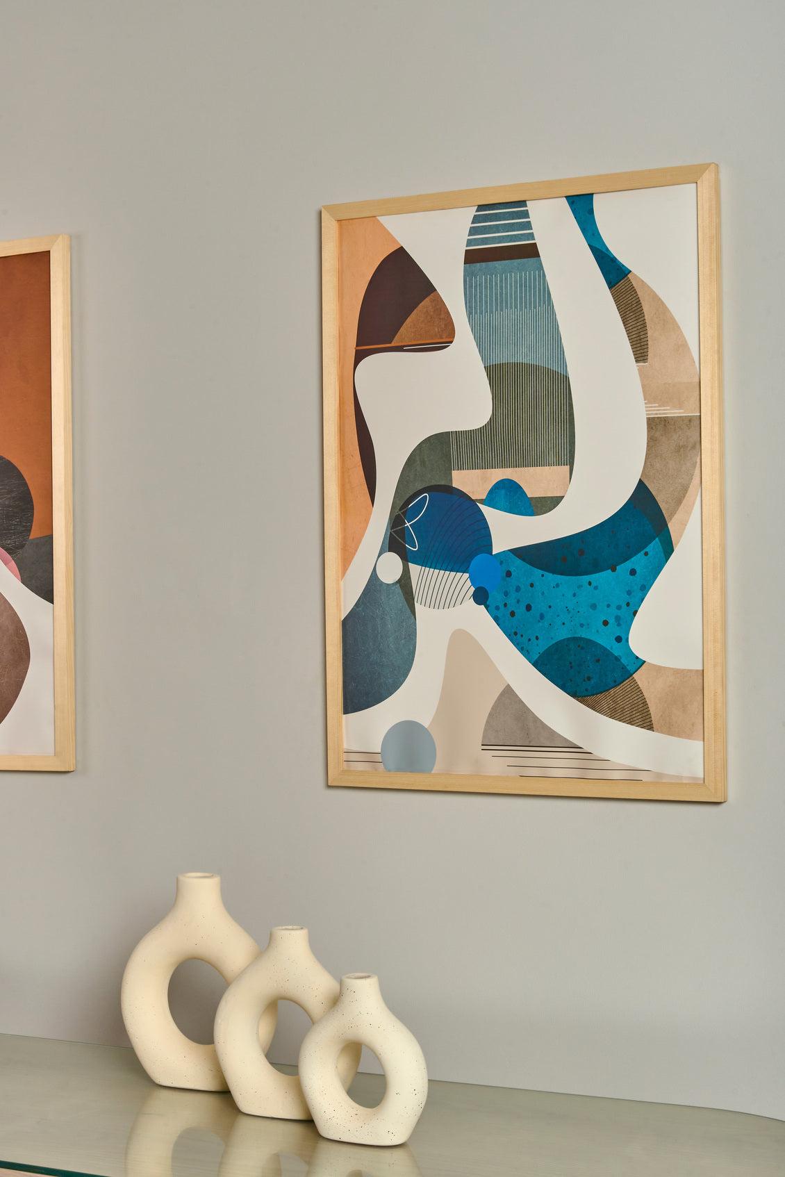 Blue x Orange - Abstract Set – abstract boho wall art, photo 2 | طقم أزرق x برتقالي - تجريدي