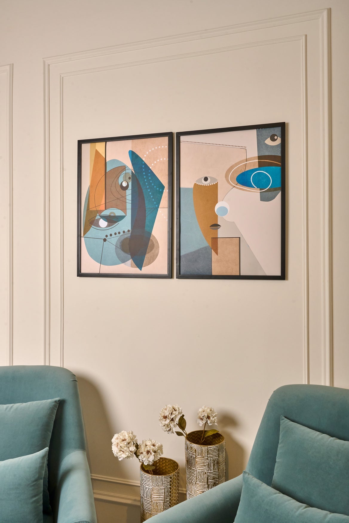 Geometric Faces Set – abstract boho wall art, photo 3 | طقم الوشوش الهندسية