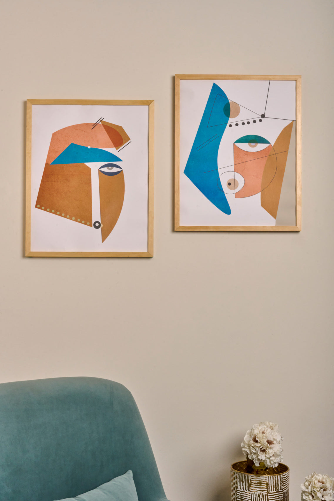 Geometric Faces - Abstract Set – abstract boho wall art, photo 3 | طقم الوشوش الهندسية - تجريدي