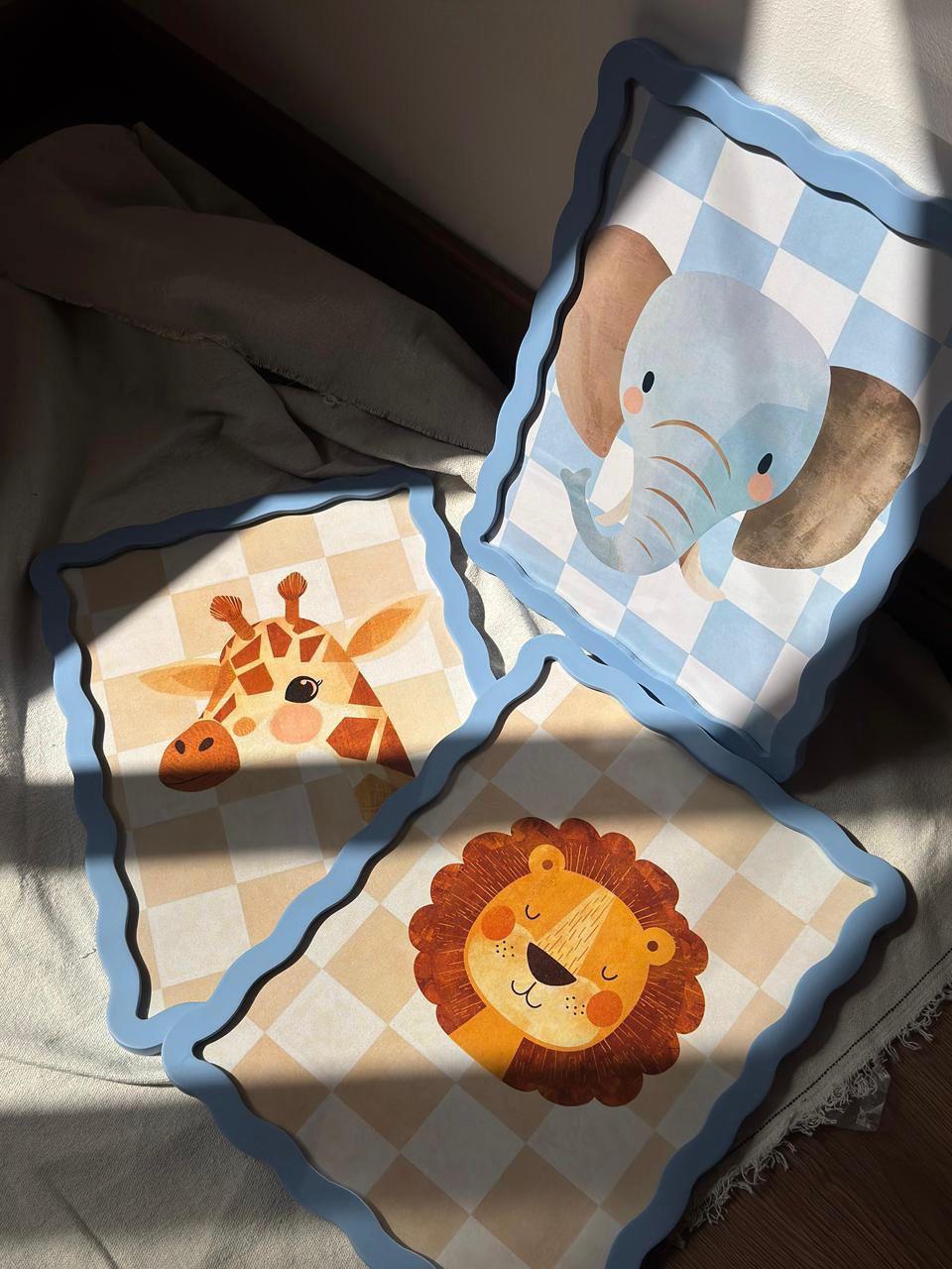 Snuggle safari animal - Nursery set – nursery wall art | طقم حيوانات السفاري لغرفة الأطفال