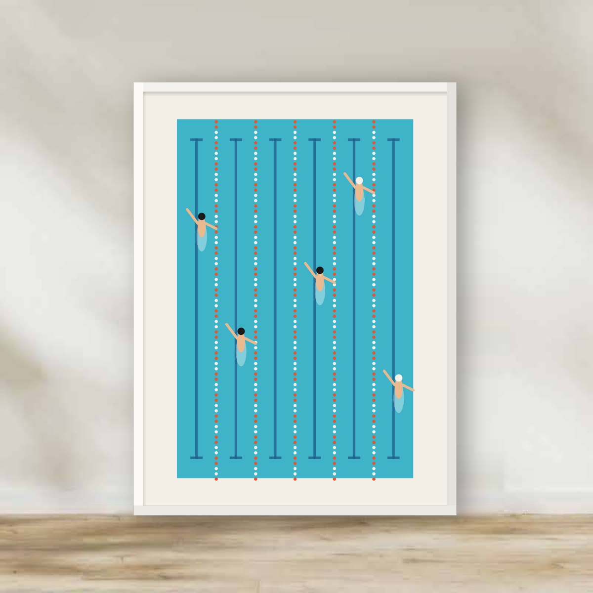 Swimming Pool From Above White Frame – sports wall art | برواز أبيض حمام سباحة من فوق