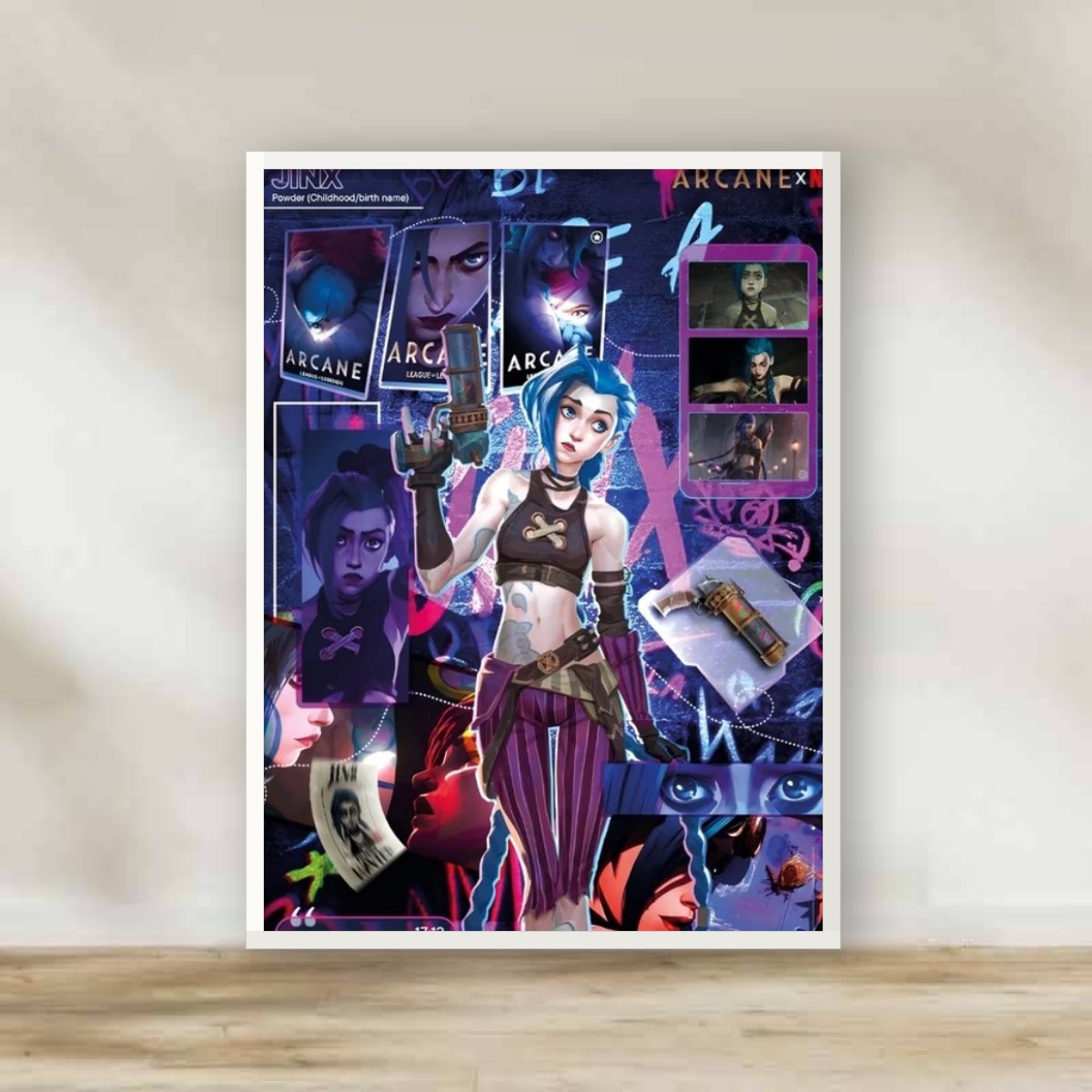 Arcane White Frame – anime wall art | برواز أبيض أركين