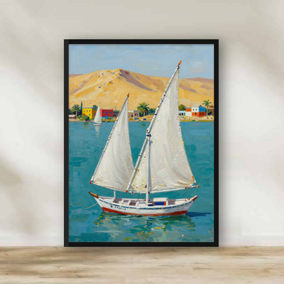 Aswan Felucca Impasto Frame – impasto Egypt wall art | برواز فلوكة أسوان - رسم زيتي
