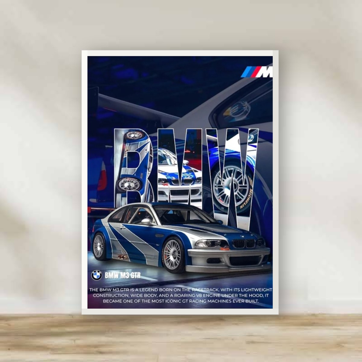 BMW Frame 7 – car wall art | برواز أبيض BMW 7 (white frame)
