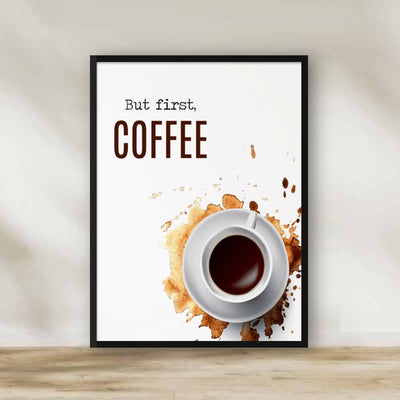 But First Coffee Frame – kitchen wall art | برواز "But First Coffee"