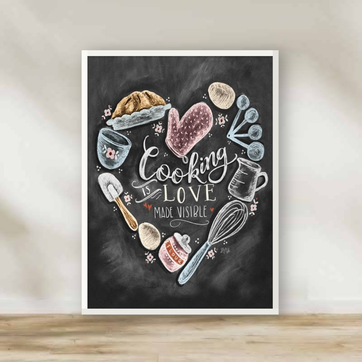 Cooking with Love V2 White Frame – kitchen wall art | برواز أبيض "Cooking with Love" V2