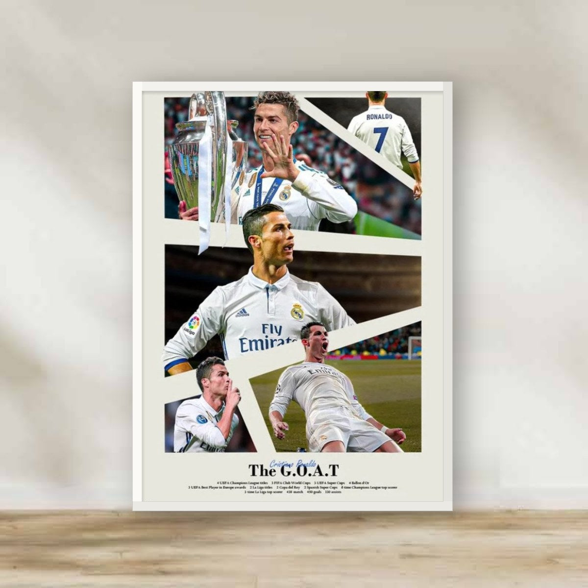 Cristiano Ronaldo 2 White Frame – football wall art | برواز أبيض كريستيانو رونالدو 2