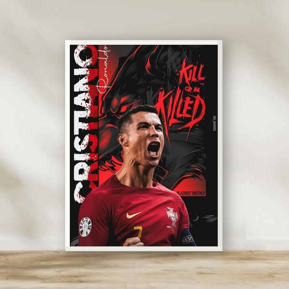 Cristiano Ronaldo 3 White Frame – football wall art | برواز أبيض كريستيانو رونالدو 3