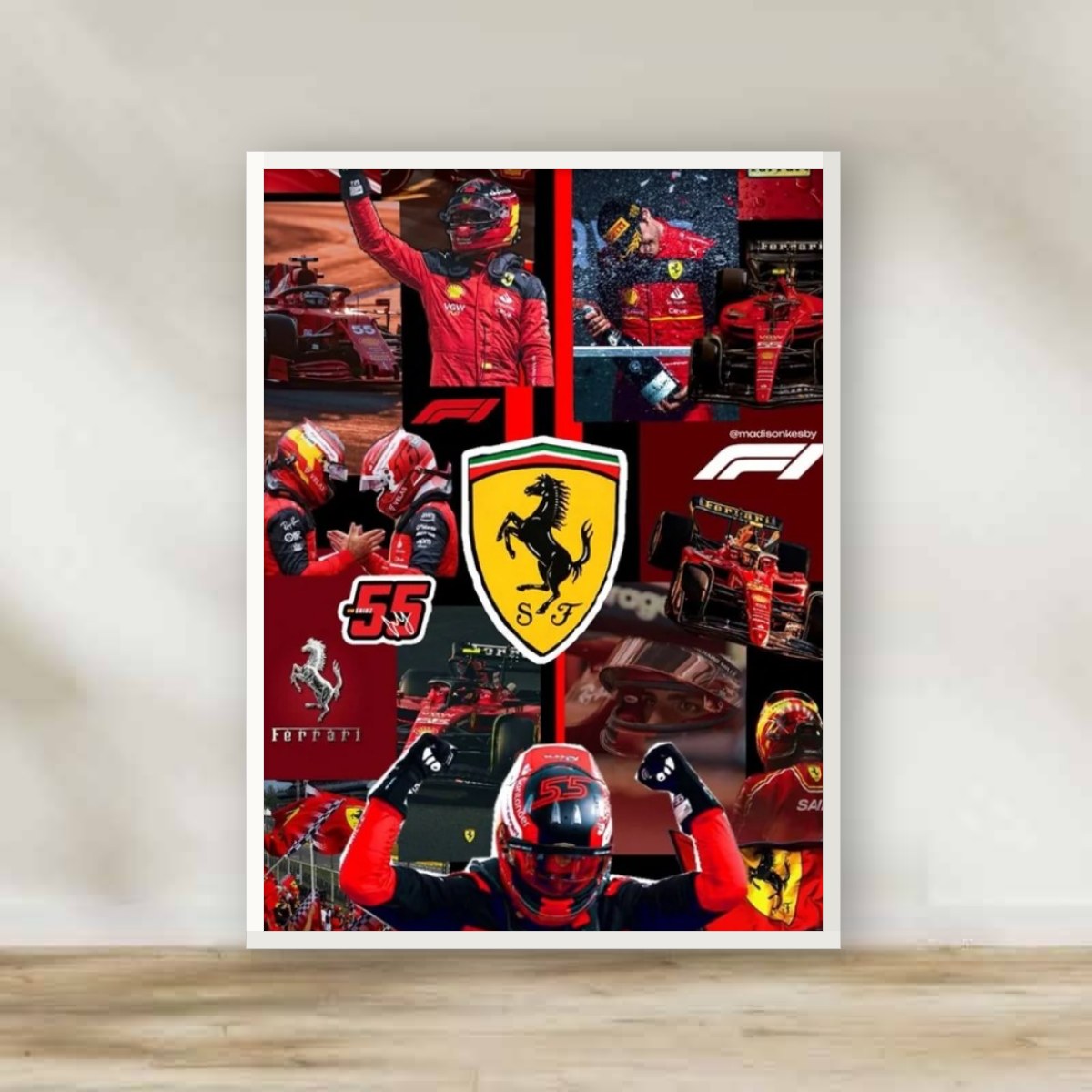 F1 Ferrari White Frame – Formula 1 wall art | برواز أبيض فيراري F1