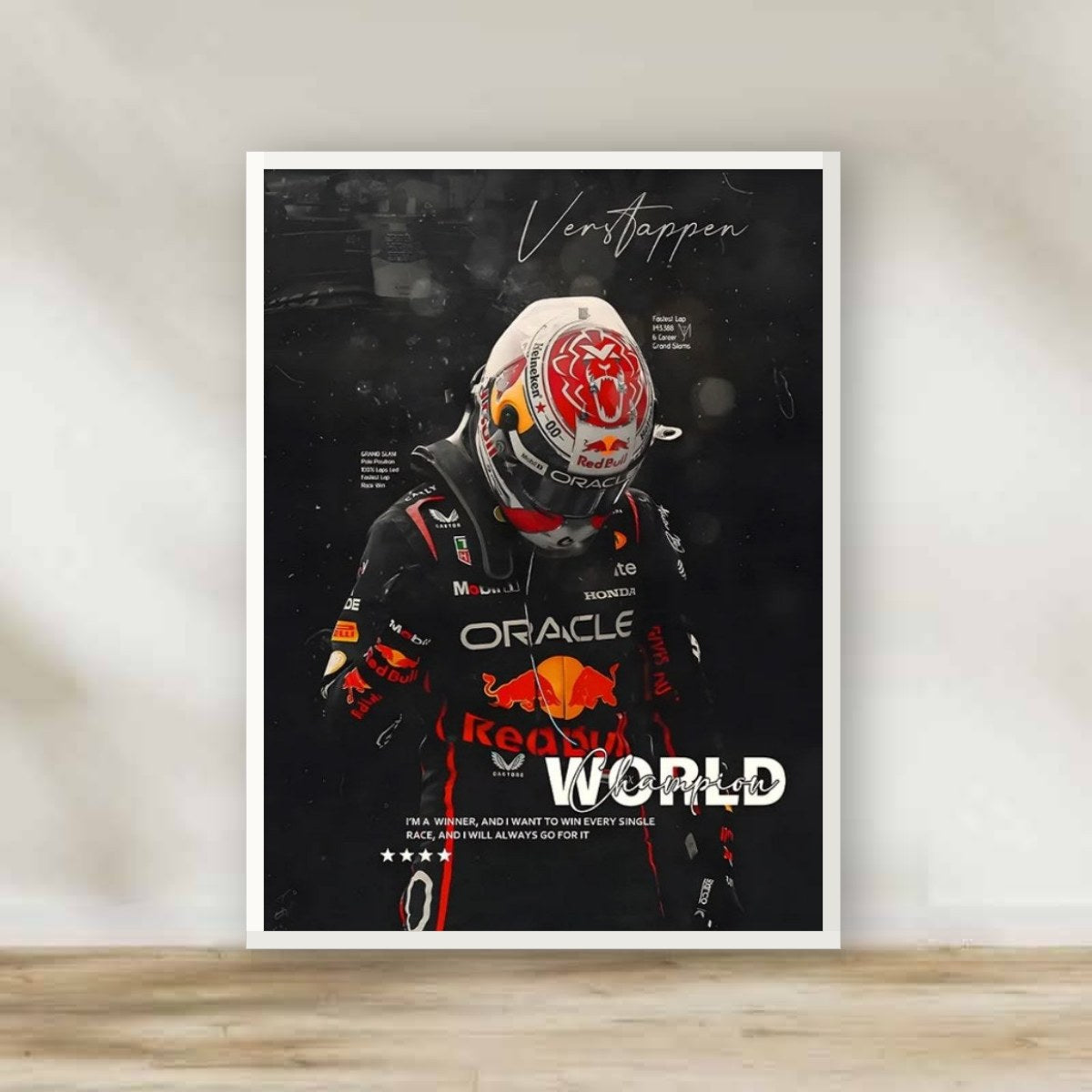 F1 Verstappen White Frame – Formula 1 wall art | برواز أبيض فيرستابن F1
