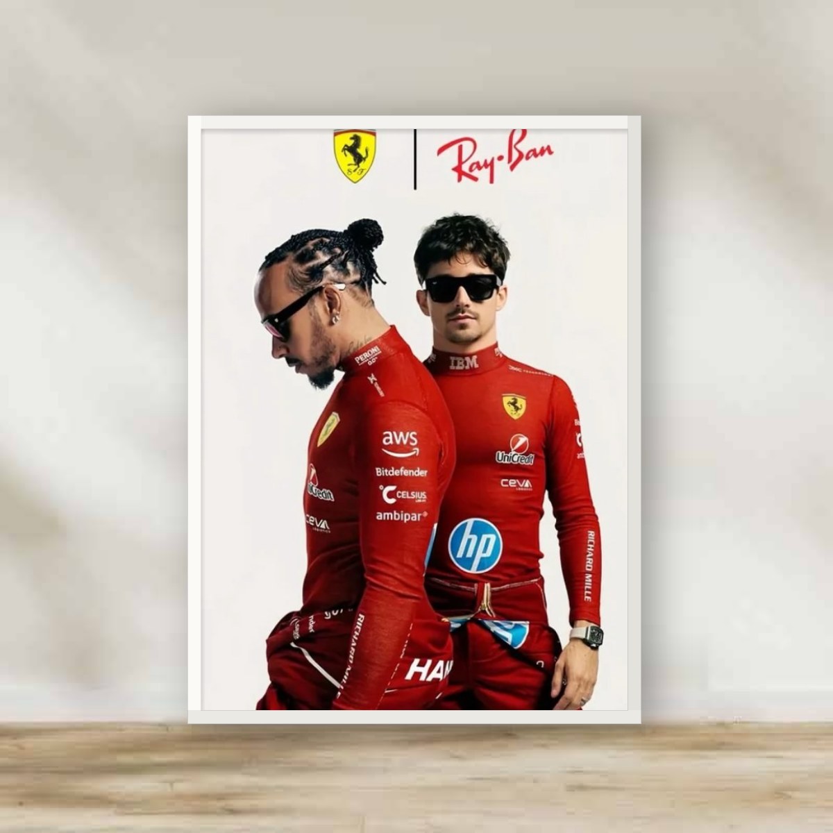 Ferrari F1 Team White Frame – Formula 1 wall art | برواز أبيض فريق فيراري F1