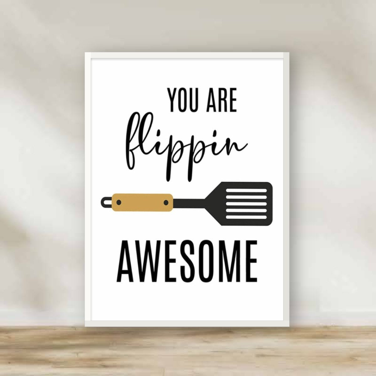 Flippin' Awesome White Frame – kitchen wall art | برواز أبيض "Flippin' Awesome"