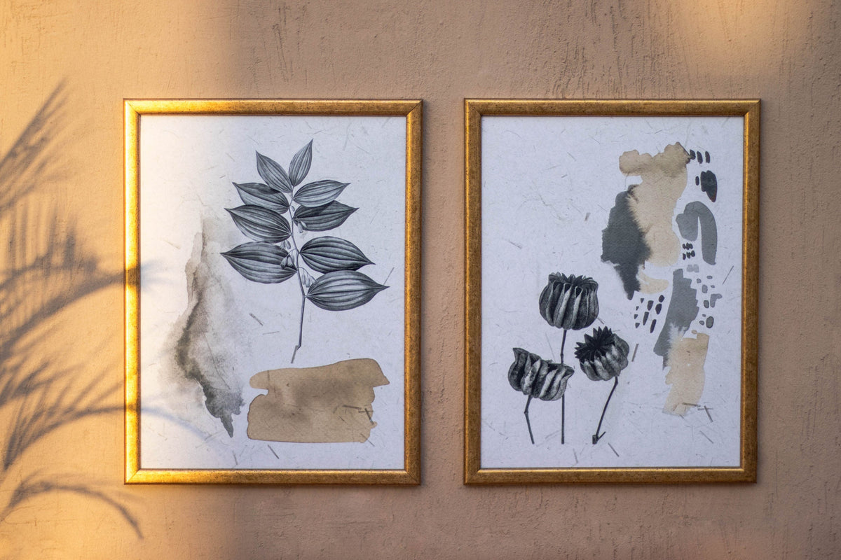 Gold Abstract Hues Frame – abstract boho wall art | درجات ذهبية تجريدية