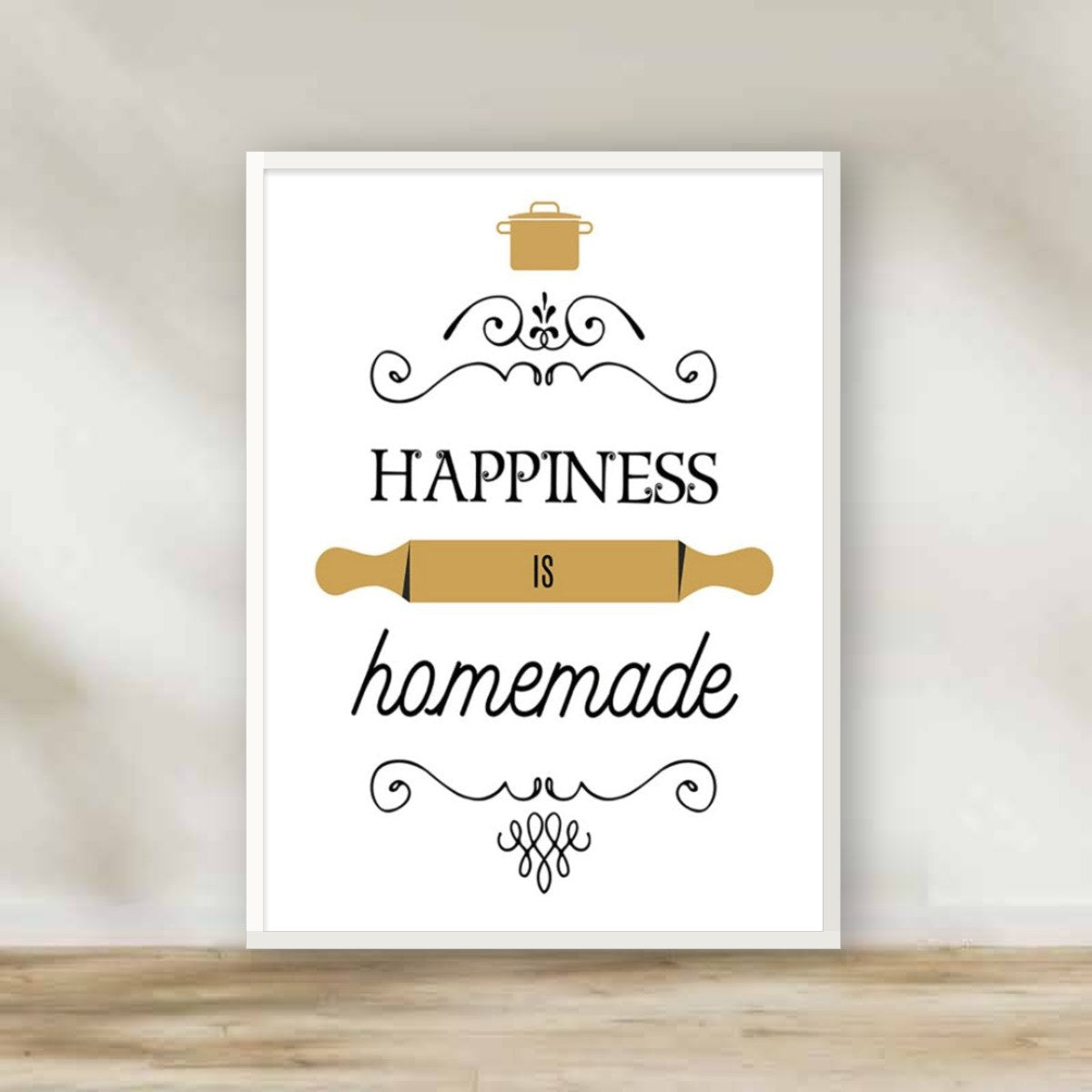 Happiness is Homemade Frame 2.0 – kitchen wall art | برواز أبيض "Happiness is Homemade" (white frame)