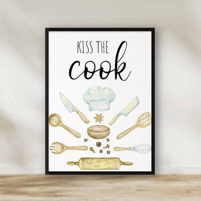 Kiss The CooK Frame – kitchen wall art | برواز "KISS THE CooK"
