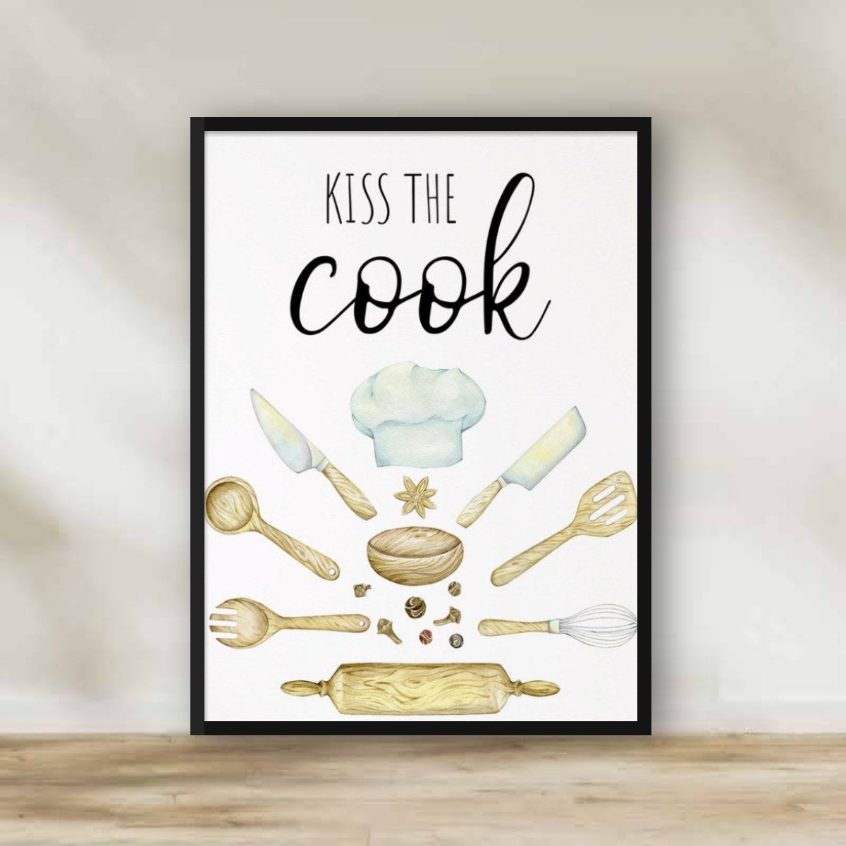 Kiss The CooK Frame – kitchen wall art | برواز "KISS THE CooK"