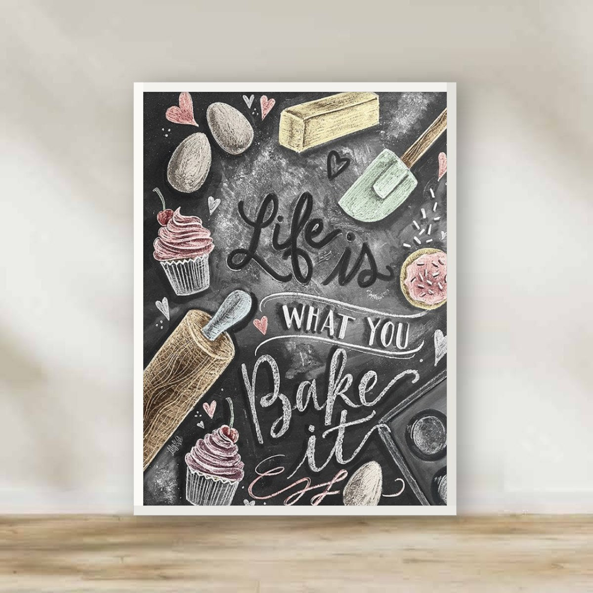 Life is What You Bake it White Frame – kitchen wall art | برواز أبيض "Life is What You Bake it"