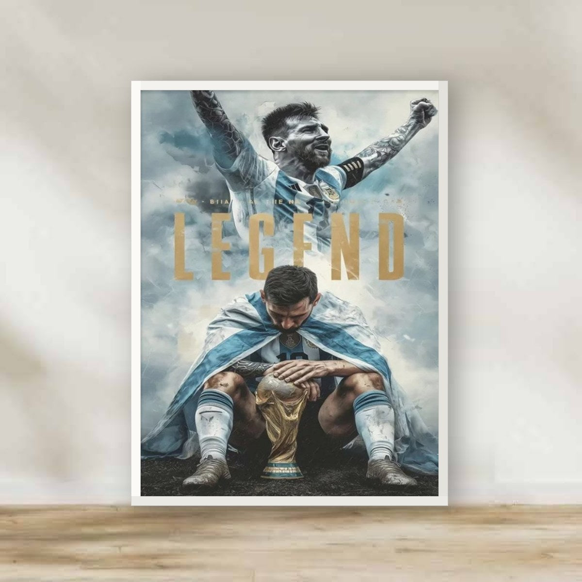 Lionel Messi 5 White Frame – football wall art | برواز أبيض ليونيل ميسي 5