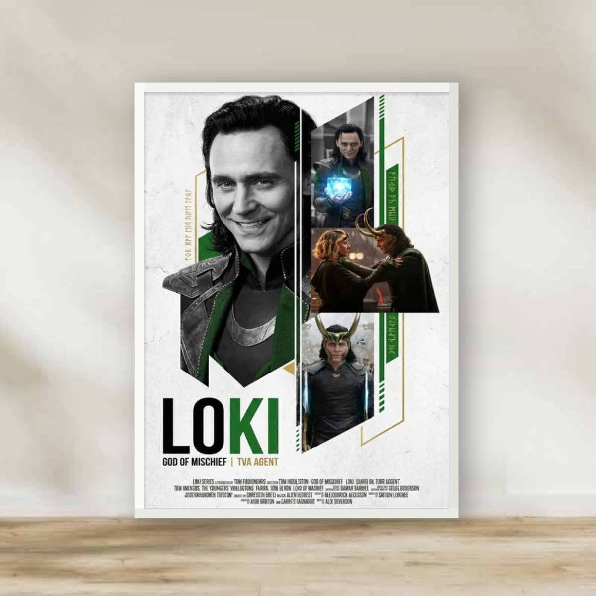 Loki White Frame – movie poster wall art | برواز أبيض لوكي