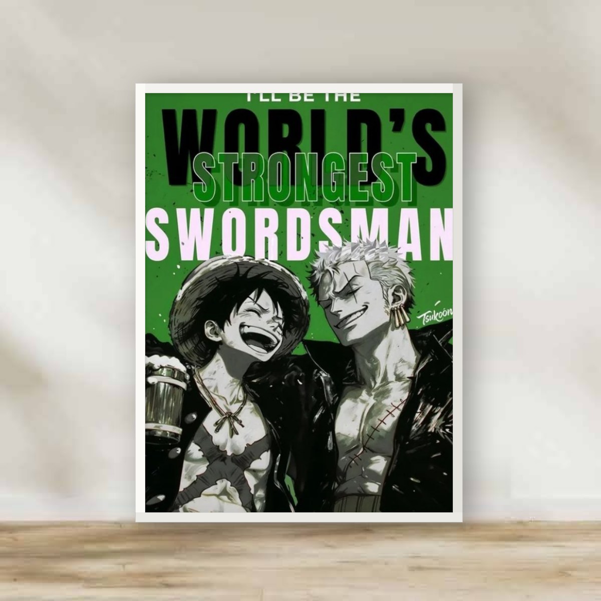 Luffy White Frame – anime wall art | برواز أبيض لوفي