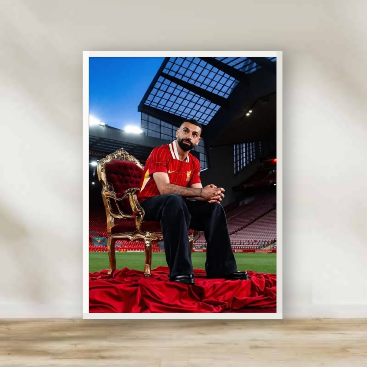MO Salah White Frame – football wall art | برواز أبيض محمد صلاح