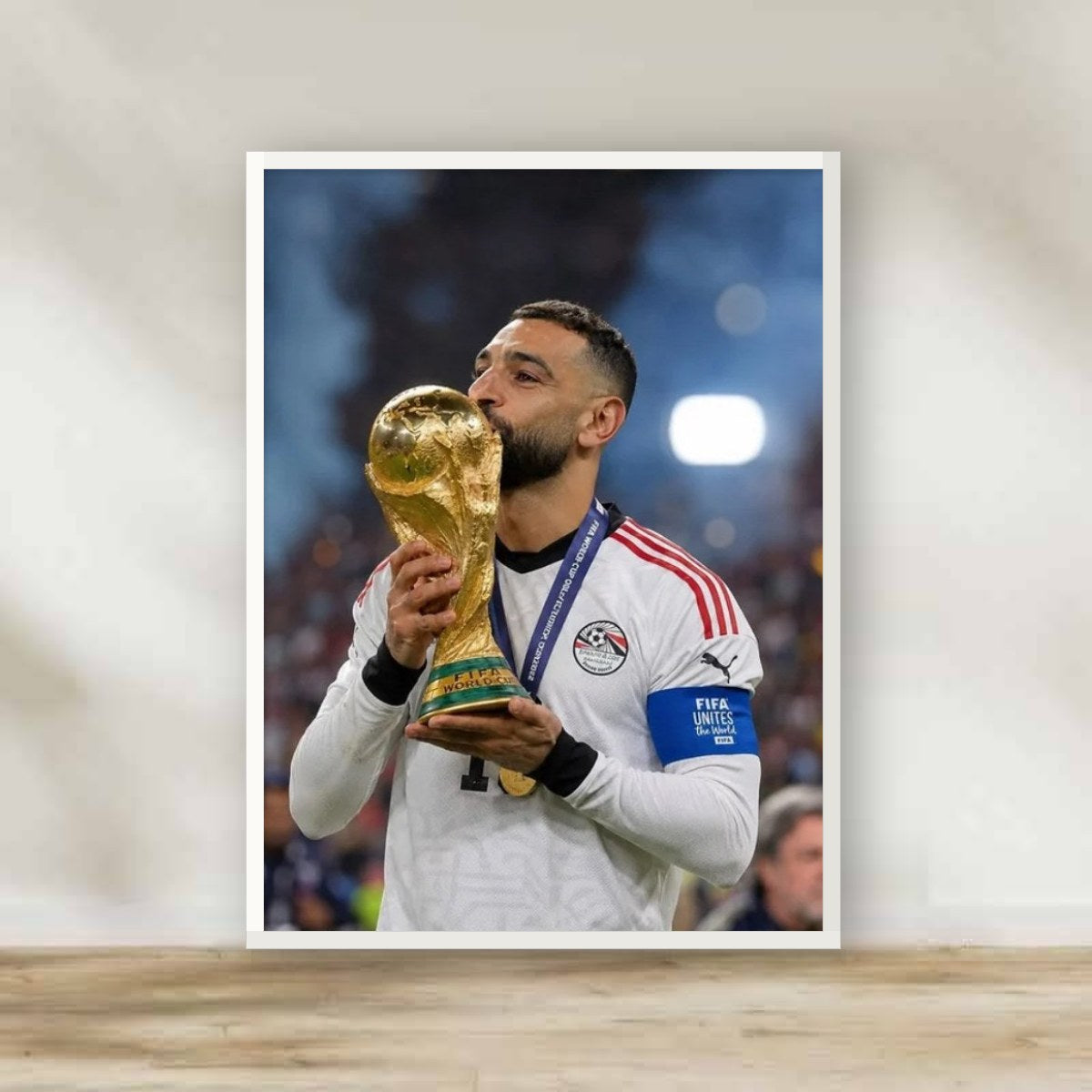 MO Salah 4 White Frame – football wall art | برواز أبيض محمد صلاح 4