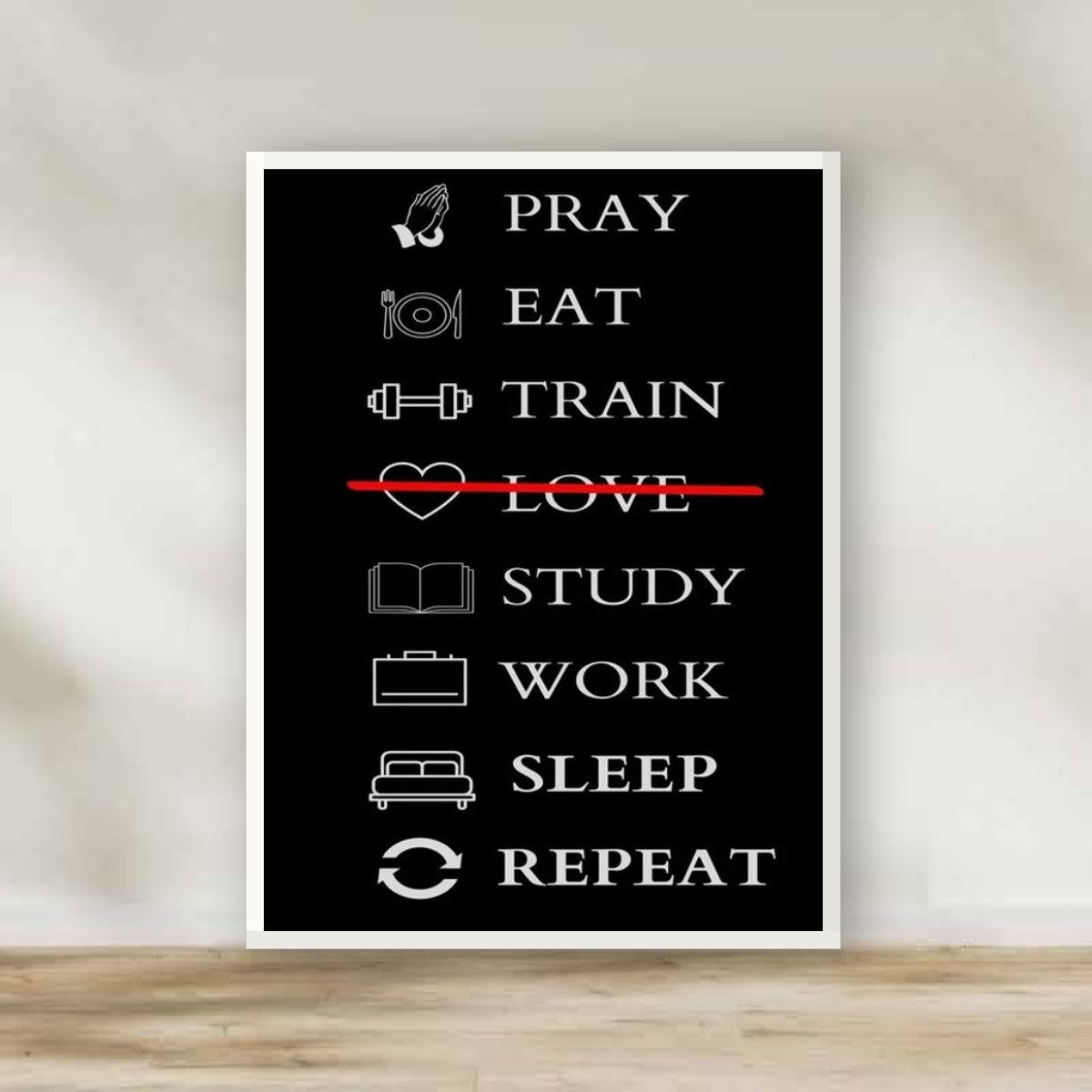 Motivation 16 White Frame – motivational quote wall art | برواز أبيض تحفيزي 16