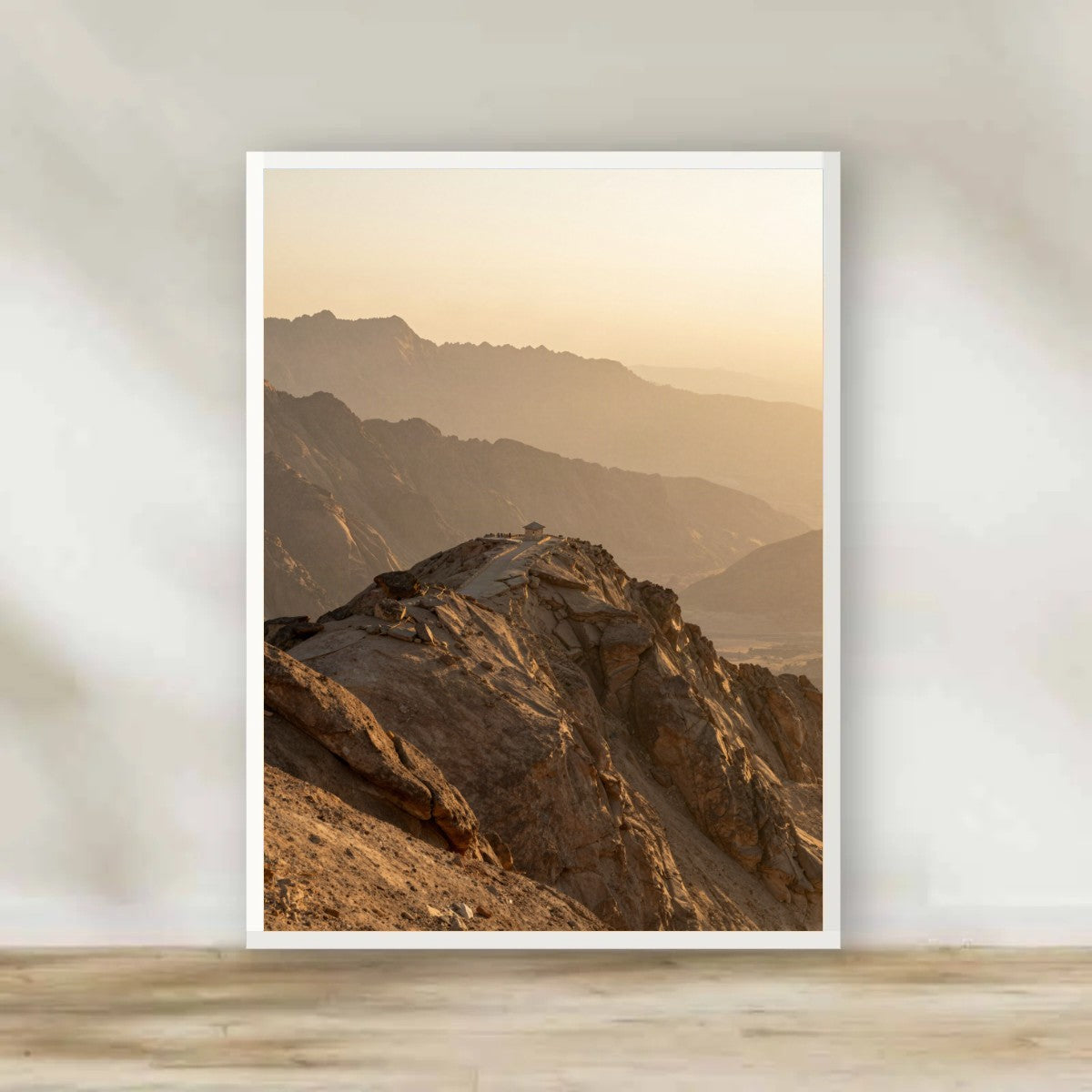 Mount Sinai Sunrise White Frame – Sinai & Red Sea photography wall art | برواز أبيض شروق جبل موسى