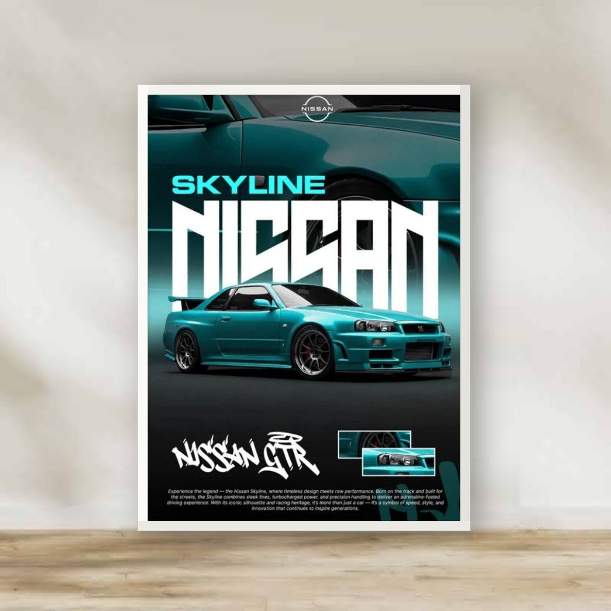 Nissan Frame 2 – car wall art | برواز أبيض نيسان 2 (white frame)