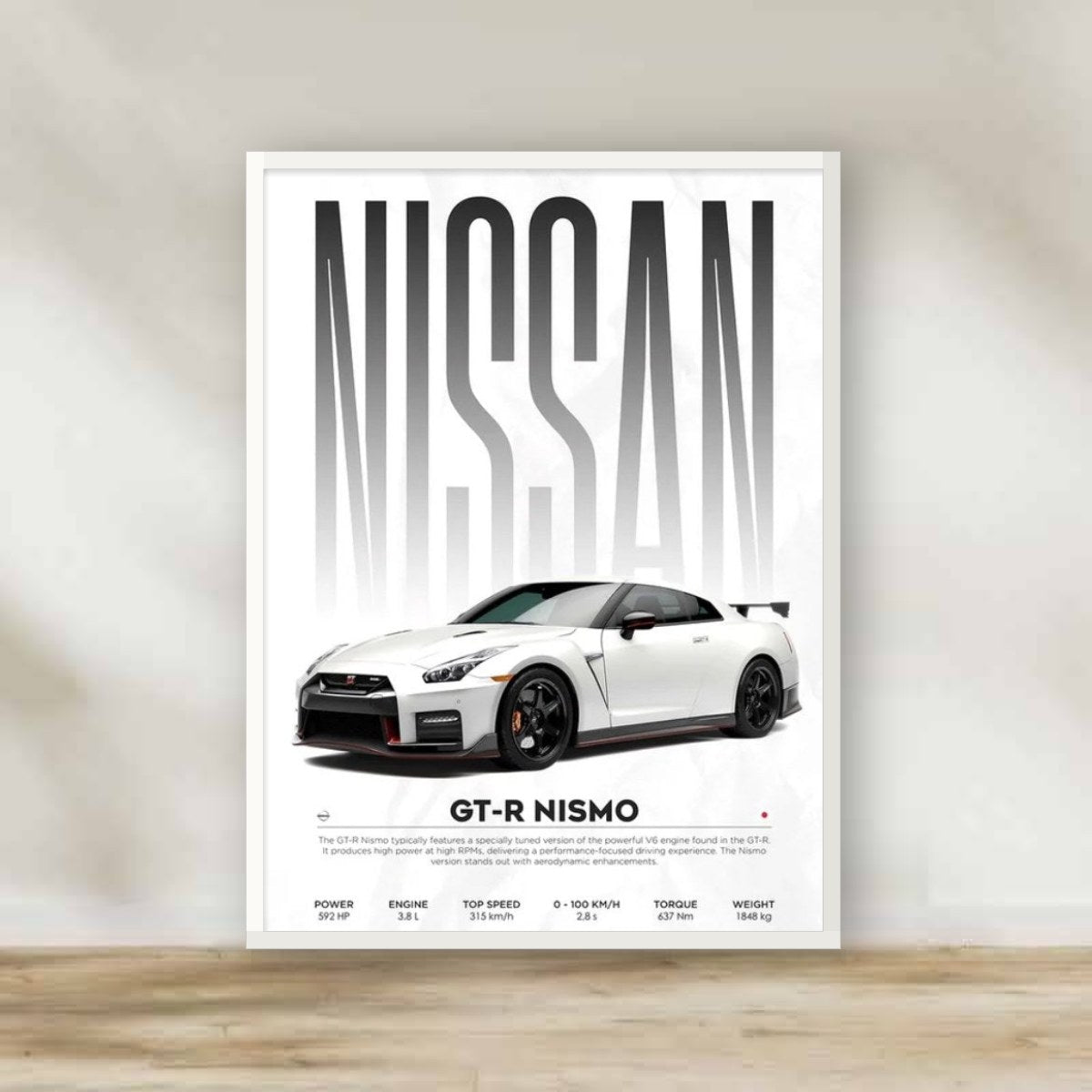 Nissan Frame 4 – car wall art | برواز أبيض نيسان 4 (white frame)