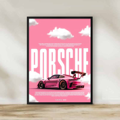 Pink Porsche Frame 2 – car wall art | برواز بورشه بينك 2