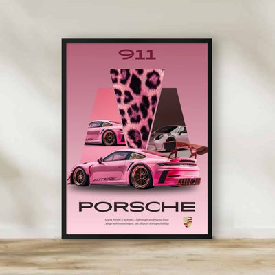 Pink Porsche Frame 4 – car wall art | برواز بورشه بينك 4
