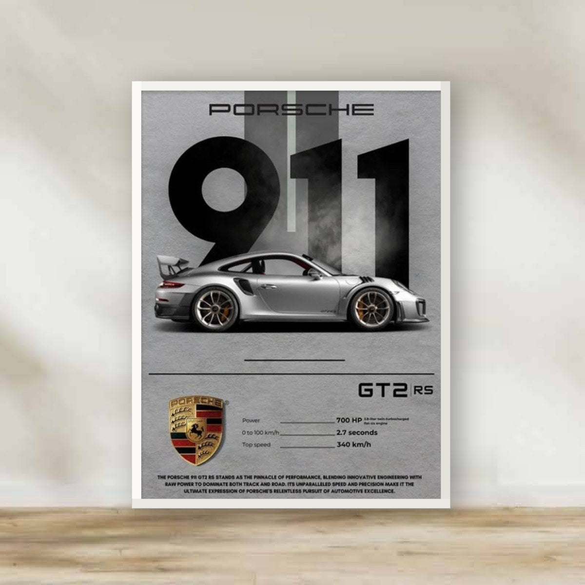 Porsche Frame 9 – car wall art | برواز أبيض بورشه 9 (white frame)
