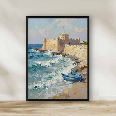 Qaitbay Citadel Impasto Frame – impasto Egypt wall art | برواز قلعة قايتباي - رسم زيتي