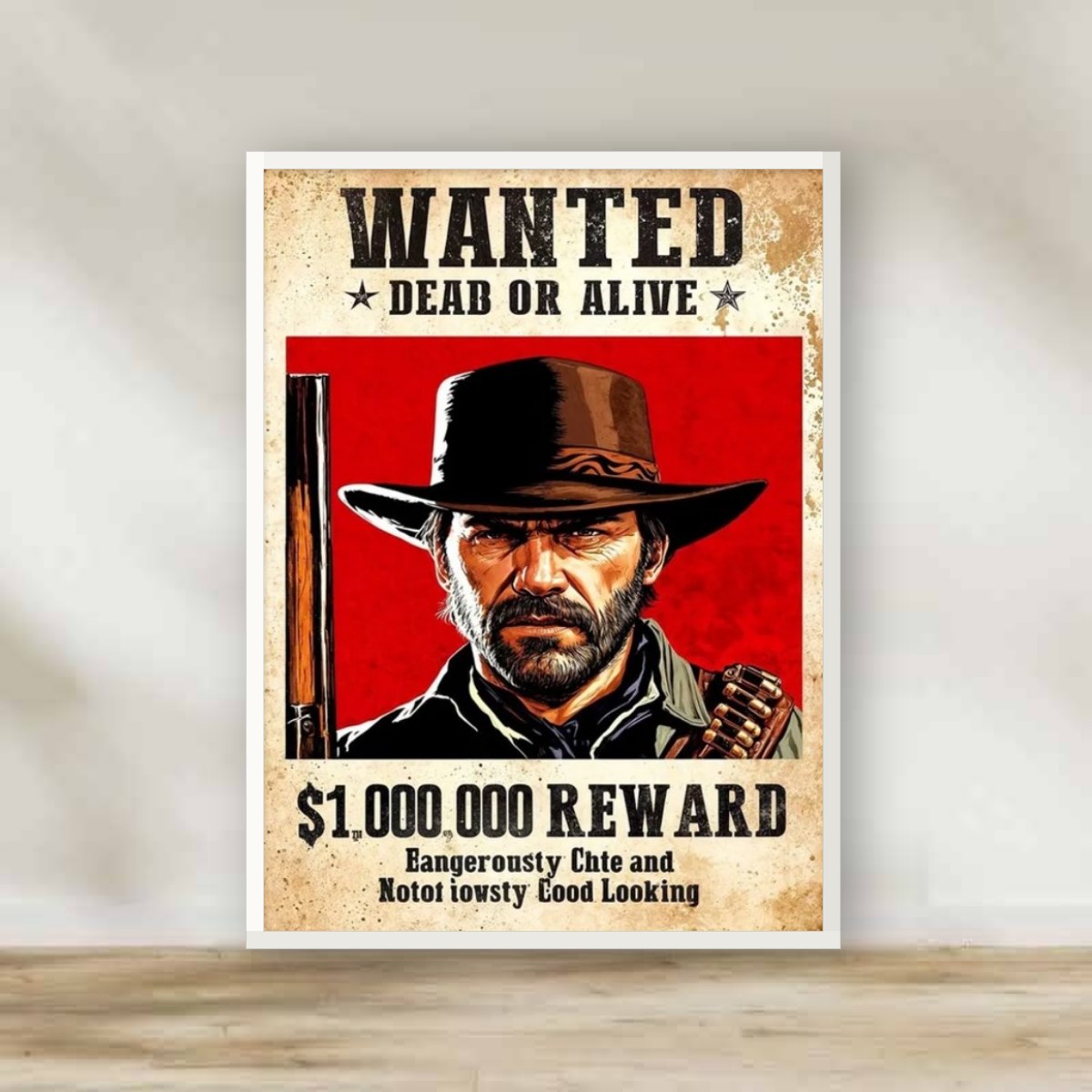 Red Dead 1 White Frame – gaming wall art | برواز أبيض ريد ديد 1