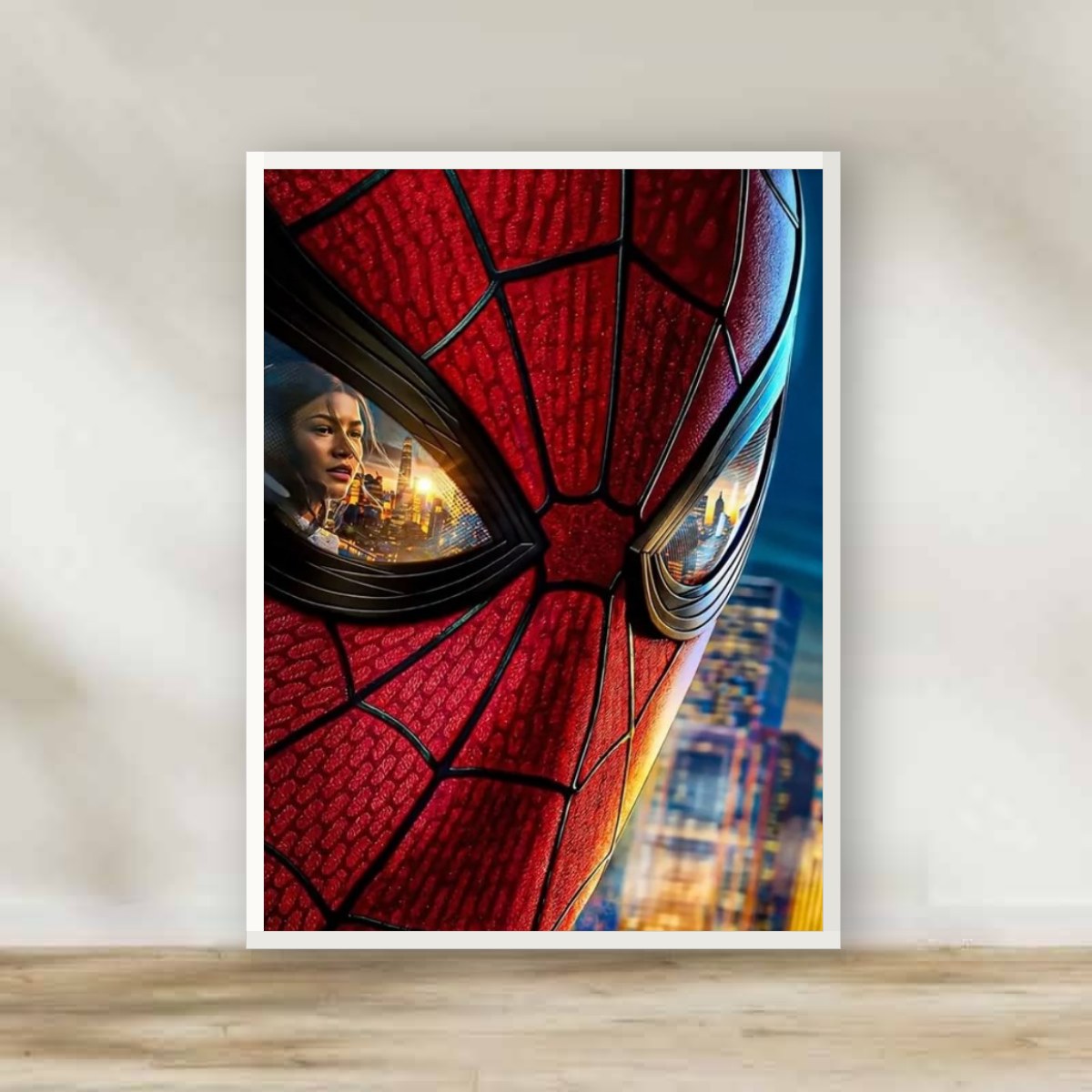 Spider Men 1 White Frame – movie poster wall art | برواز أبيض سبايدر مان 1