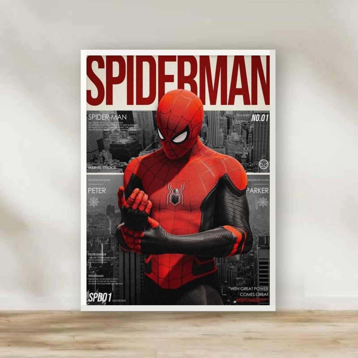 Spider Men 6 White Frame – movie poster wall art | برواز أبيض سبايدر مان 6