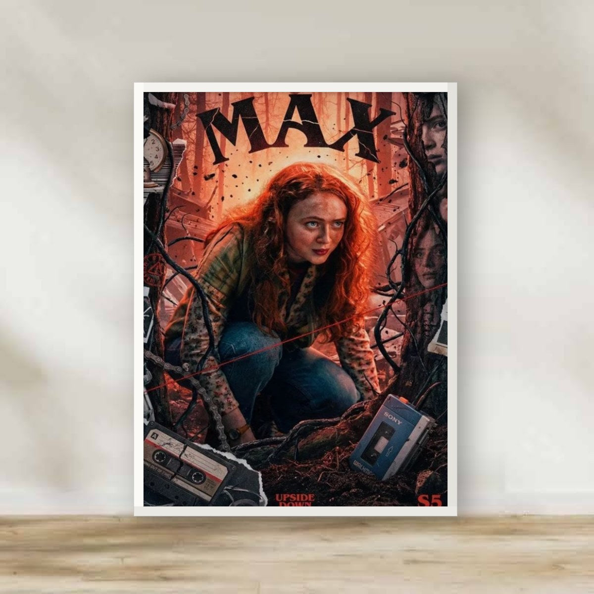 Stranger Things 6 White Frame – movie poster wall art | برواز أبيض سترينجر ثينجز 6