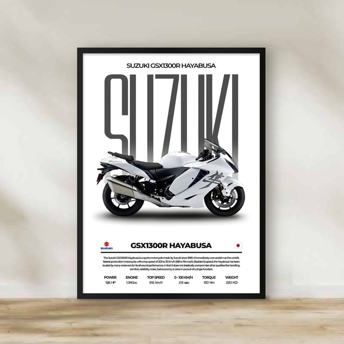 Suzuki Motorcycle Frame – motorcycle wall art | برواز موتوسيكل سوزوكي