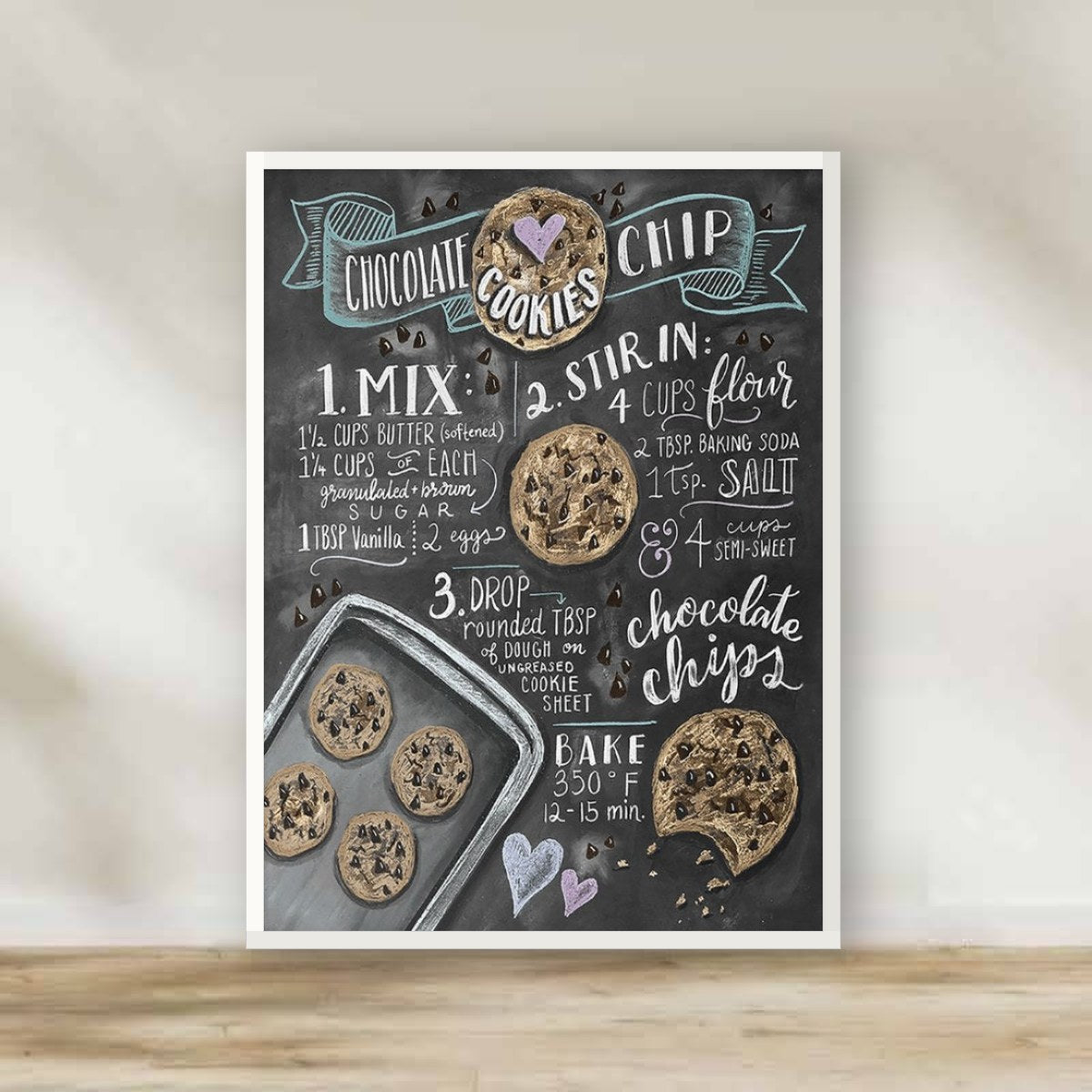 The cOOkies Recipe White Frame – kitchen wall art | برواز أبيض "The cOOkies Recipe"
