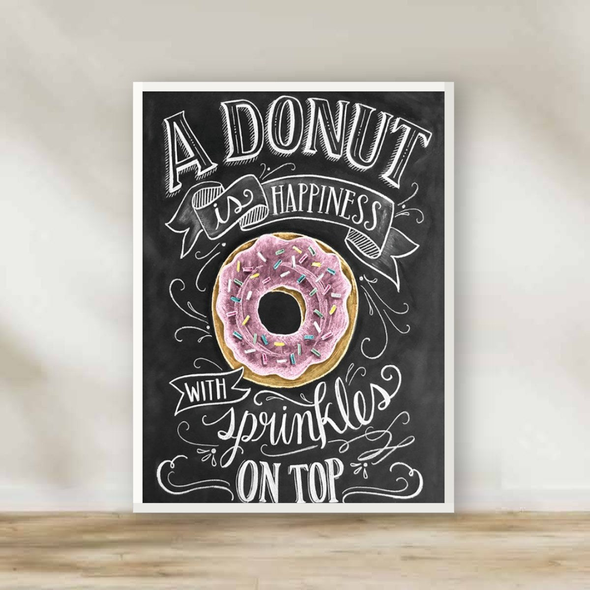 The Donut White Frame – kitchen wall art | برواز أبيض الدونات