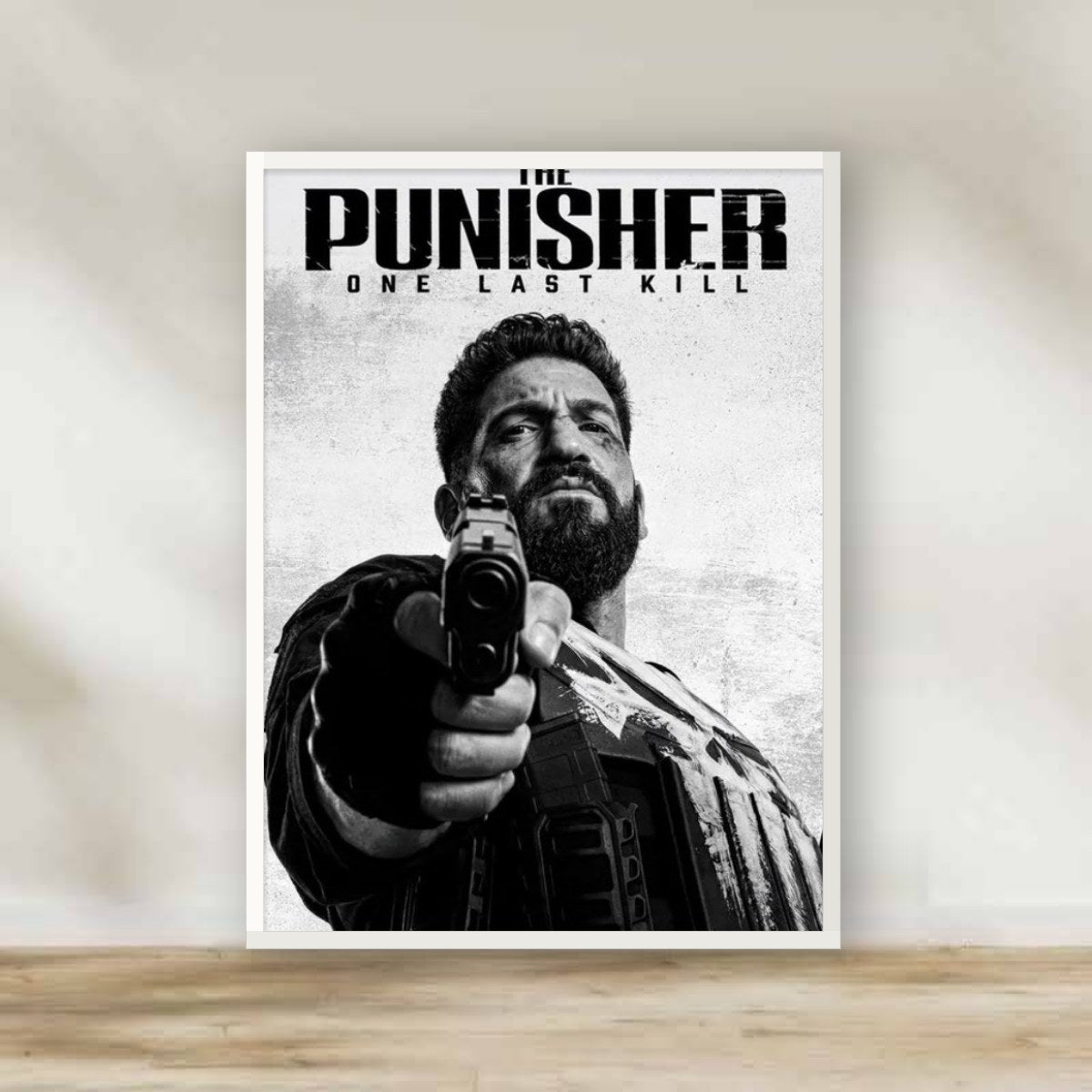 The Punisher White Frame – movie poster wall art | برواز أبيض ذا بانيشر
