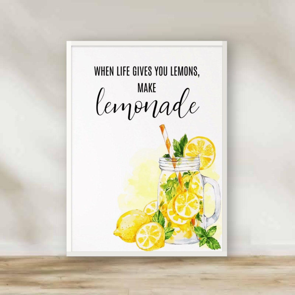 When Life Gives You Lemons White Frame – kitchen wall art | برواز أبيض "When Life Gives You Lemons"