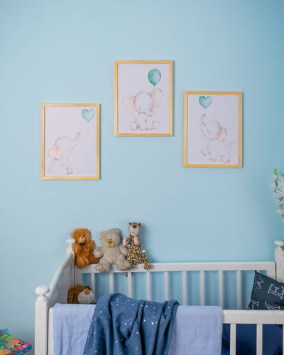 Nursery Set - The Bluey the Elephant – nursery wall art | طقم غرفة الأطفال - الفيل بلوي