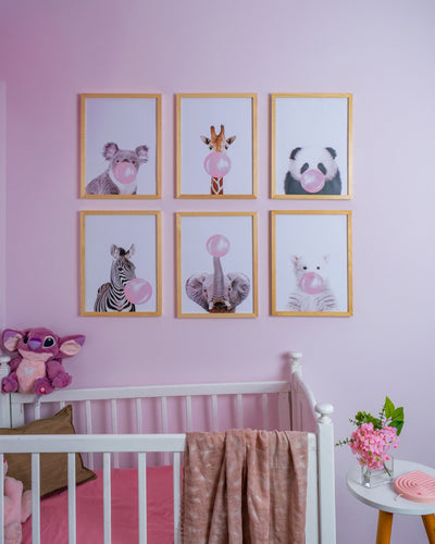 Animals Nursery Set - The Bubblegum Animals – nursery wall art | طقم حيوانات غرفة الأطفال - حيوانات اللبان
