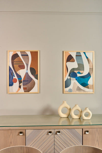Blue x Orange - Abstract Set – abstract boho wall art | طقم أزرق x برتقالي - تجريدي