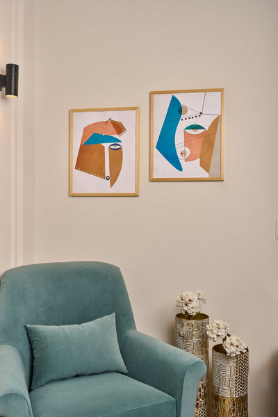 Geometric Faces - Abstract Set – abstract boho wall art | طقم الوشوش الهندسية - تجريدي